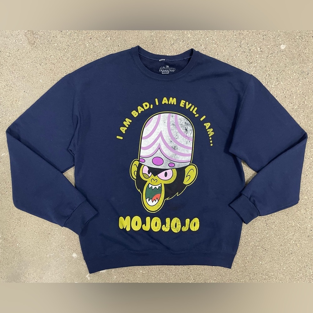 Bad Evil Mojojojo Cartoon Network Power Puff Girls crewneck shirt size Medium